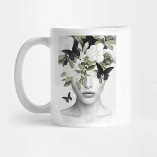 Woman With Flowers and Butterflies 3 Mug
